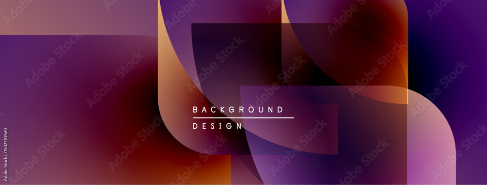 Poster abstract fluid shapes overlap, creating vibrant purple, orange gradients. modern design element for 