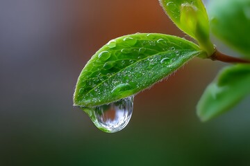 green leaf with water drops