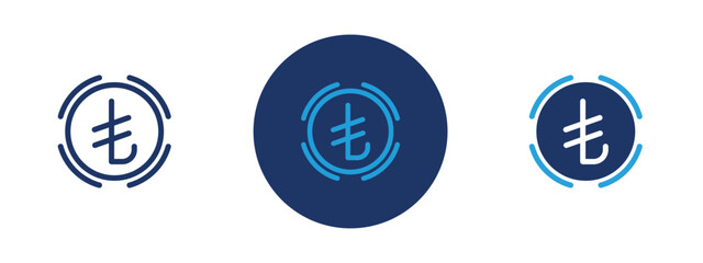 Set of colored pixel perfect Turkish lira icon with 1 unexpanded, 1 silhouette, Turkish lira icon representing the currency symbol of Turkey.