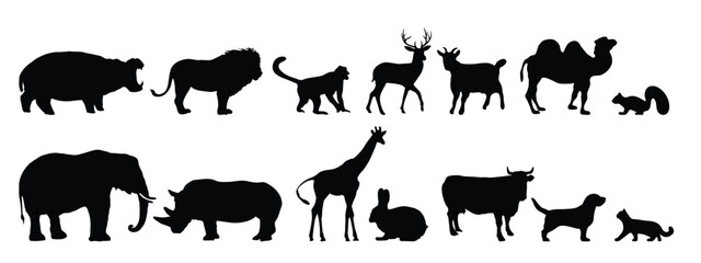 ANIMAL SILHOUETTE - Animal various poses silhouette  featuring the solid outline of an animal figure.