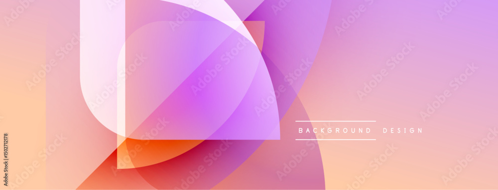 Poster Abstract colorful layers create dynamic visual effect. Soft gradients blend, forming modern background design. Smooth shapes overlap.