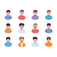 Fototapeta premium Male Avatar Cartoon Set