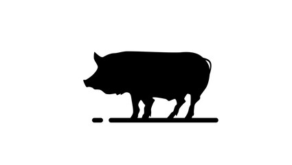 Guinea hog pig, black isolated silhouette