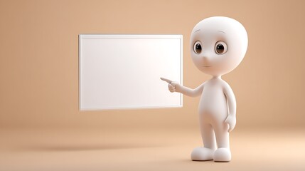 3d man holding a blank sign
