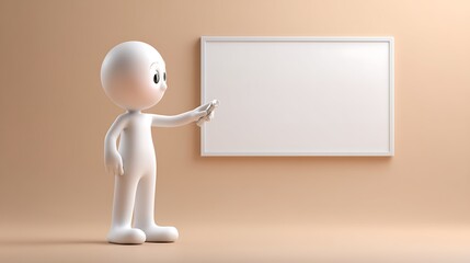 3d man with blank board