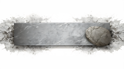 gray grunge banner abstract stone on white background,PNG