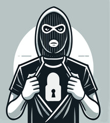 vector image of a thief wearing black clothes