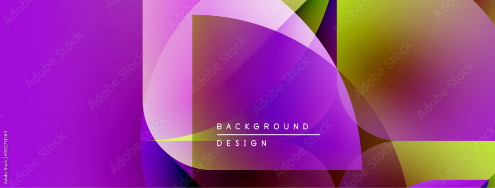 Fototapete abstract vibrant background. overlapping shapes create dynamic visual effect. purple, yellow hues do