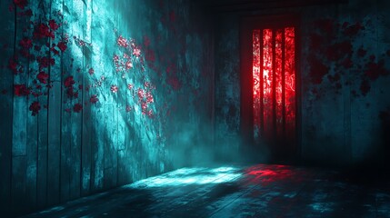 Mysterious floral sanctuary with intriguing interplay of shadow and luminescence