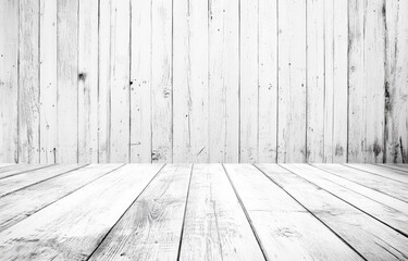 White wooden wall and floor with natural wood grain texture