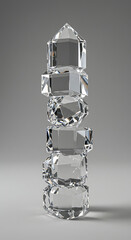 Stacked Crystal Geometric Shapes Luxury Glass Transparency Modern Design