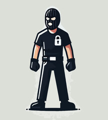 vector image of a thief wearing black clothes