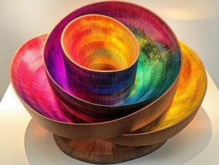 Vibrant spectrum cascade: A chromatic symphony of stacked wooden containers