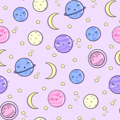 pastel color cute planet pattern design