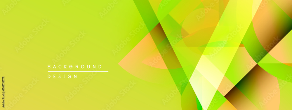 Aufkleber Abstract geometric shapes overlap, creating vibrant yellow gradients. Design features modern style, suitable for backgrounds, presentations.