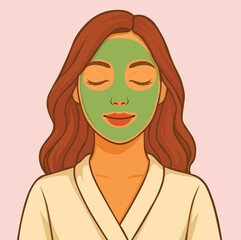 Woman enjoying a facial mask, promoting beauty and relaxation