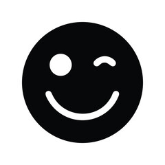 Wink emoji icon vector. Playful face symbol for flirty chats, social media reactions, or casual UI designs

