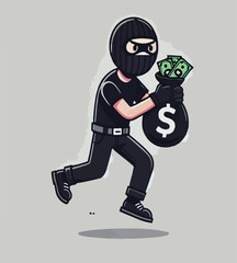 vector image of a thief wearing black clothes