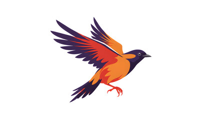 Obraz premium Colorful Flying Bird Vector Illustration | Orange and Purple Bird in Flight for Logo Design, Wildlife Conservation Graphics, and Avian Art