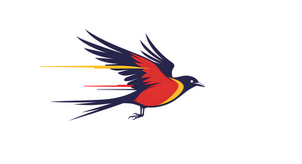 Obraz premium Bird in Flight with Speed Lines | Dynamic Illustration of Flying Bird for Delivery Services and Wildlife Conservation