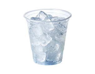 A plastic cup filled with ice cubes isolated on a transparent background png drinks design