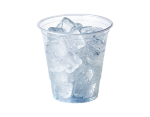 A plastic cup filled with ice cubes isolated on a transparent background png drinks design