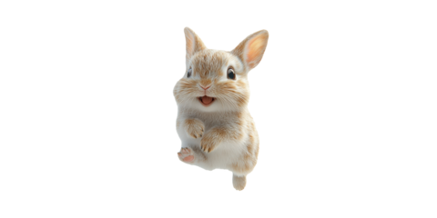 Cute Cartoon Bunny Illustration. Adorable Rabbit Character For Children'S Media Isolated On Transparent Background