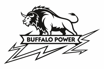 Buffalo Power: Bold Silhouette Vector Logo