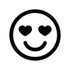 Love emoji icon vector. Heart eyes face symbol for romantic chats, Valentine's designs, or social media reactions

