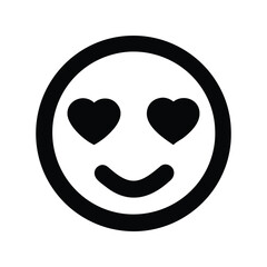 Love emoji icon vector. Heart eyes face symbol for romantic chats, Valentine's designs, or social media reactions

