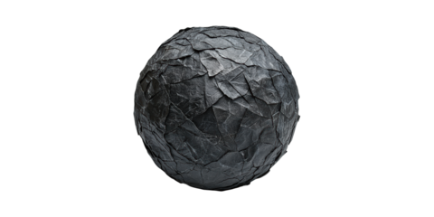Textured Black Sphere With Layered Surface. Abstract Design And Artistic Representation Isolated On Transparent Background