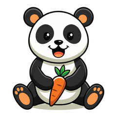 Naklejka premium llustration art panda eating carrot style vector