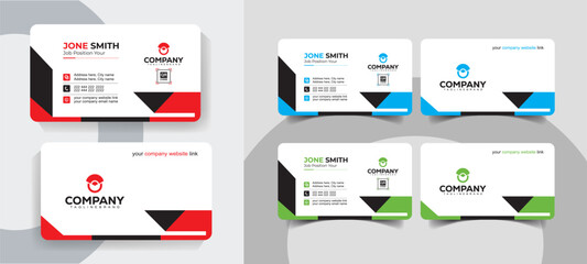 Modern Professional Black and Red Business Card Template. Professional and creative business card template for personal identity.