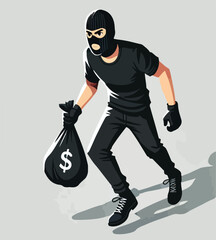 vector image of a thief wearing black clothes