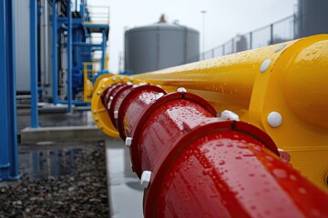Colorful industrial piping system