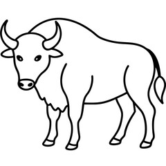 Simple Buffalo Outline Farm Animal Line Art for Coloring