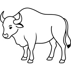 Farm Animal Buffalo Line Art Illustration for Kids