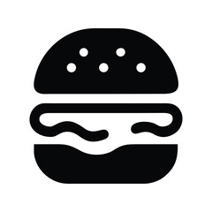 Burger icon vector. Fast food symbol for restaurant menus, delivery apps, or junk food branding designs

