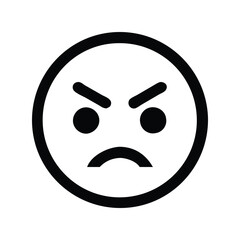Angry emoji icon vector. Mad face symbol for chat reactions, complaint interfaces, or conflict-themed designs