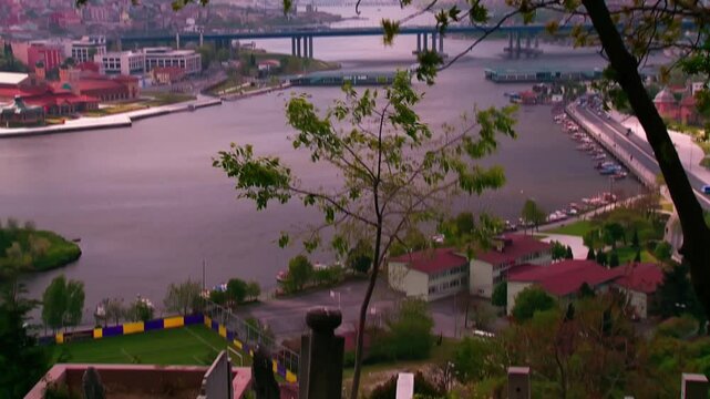 View of the historical Eyupsultan cemetery and the Golden Horn from Pierre Loti Hill