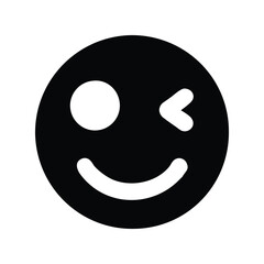 Wink emoji icon vector. Playful face symbol for flirty chats, social media reactions, or casual UI designs

