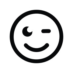 Wink emoji icon vector. Playful face symbol for flirty chats, social media reactions, or casual UI designs


