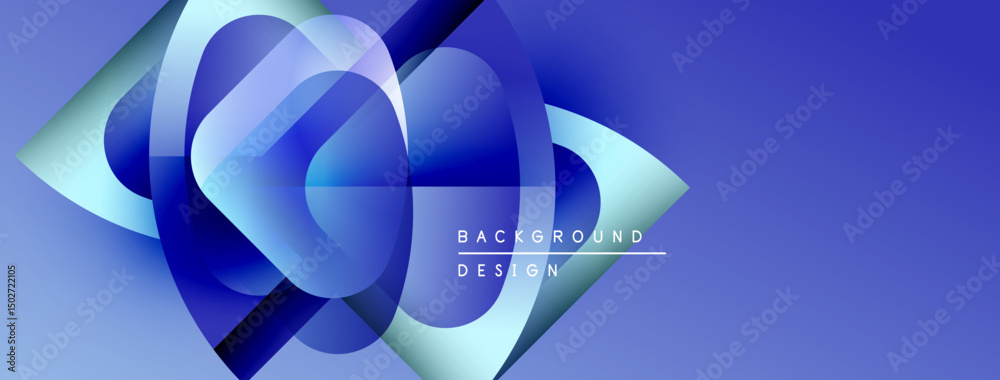 Leinwandbilder Abstract blue design features overlapping circles, gradients. Modern aesthetic, dynamic composition, suitable background element.