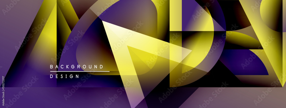 Aufkleber abstract geometric shapes blend purple, yellow hues. dynamic composition creates modern background d