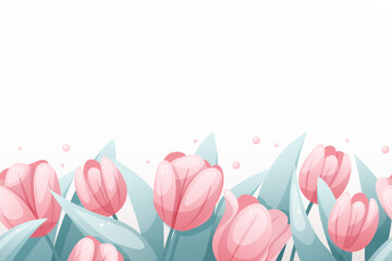 Seamless horizontal banner with tulips