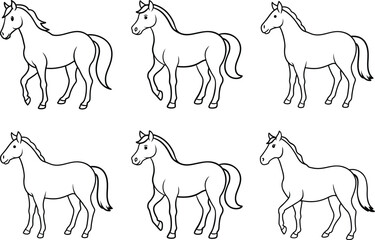 Set of horse animal silhouettes vector illustrations