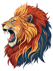 A majestic roaring lion face Vector art.