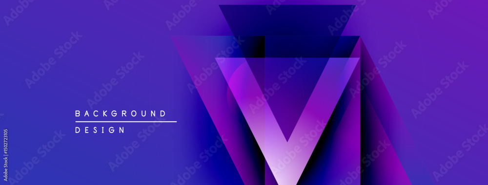Aufkleber abstract geometric design. vibrant purple gradients create layered triangular shapes, forming centra