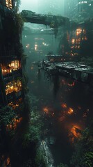 Overgrown Metropolis: A Fusion of Urban Decay and Flourishing Natural Elements