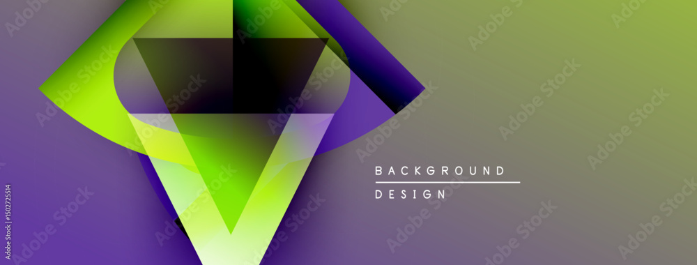 Poster abstract geometric design features vibrant gradients, sharp angles, contrasting colors. modern aesth